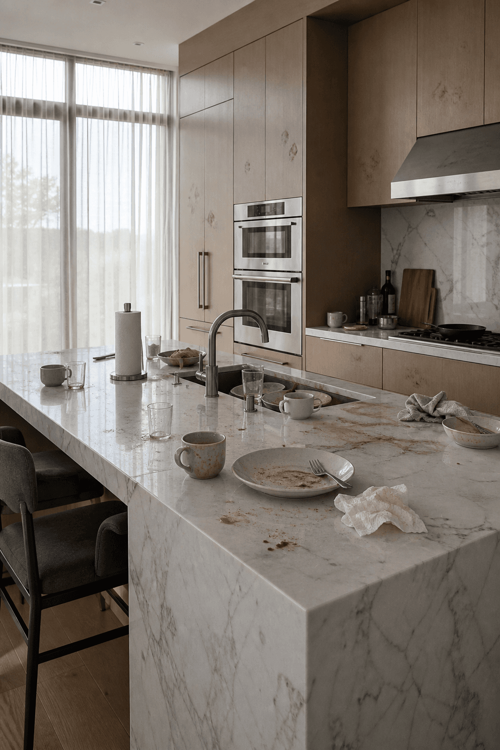 Kitchen before Linen & Bloom cleaning